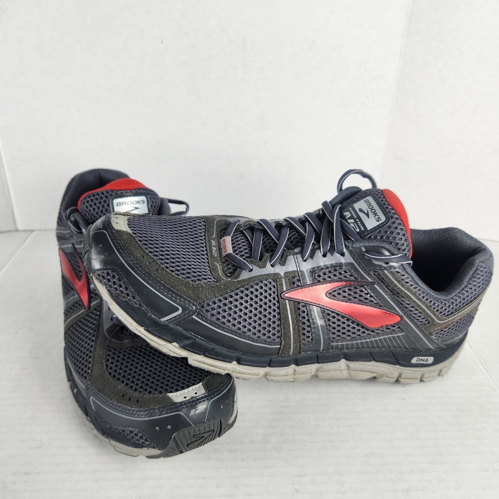 Brooks Addiction 12 Mens Running Shoes Gray Red 101961D095 Size 13 D Medium